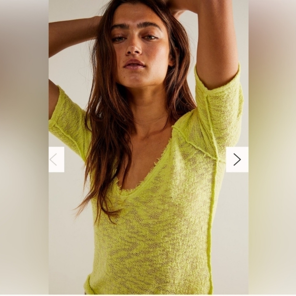 We The Free Early Bloomer Lime Shirt Size Small